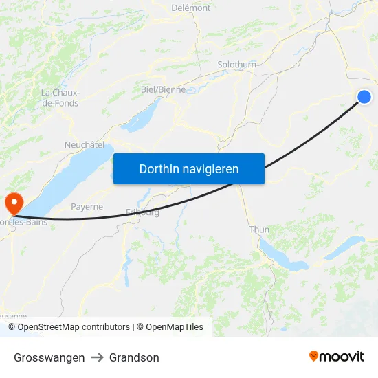 Grosswangen to Grandson map