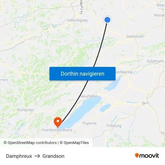 Damphreux to Grandson map