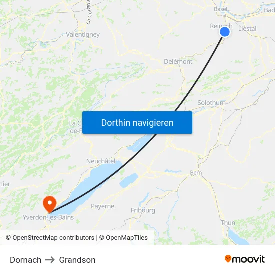 Dornach to Grandson map