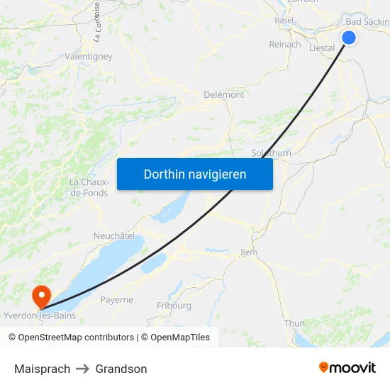 Maisprach to Grandson map