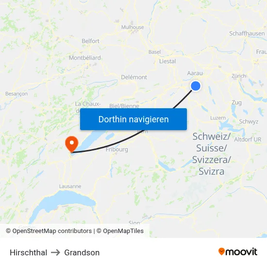 Hirschthal to Grandson map