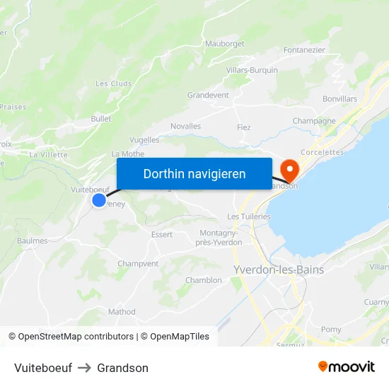 Vuiteboeuf to Grandson map