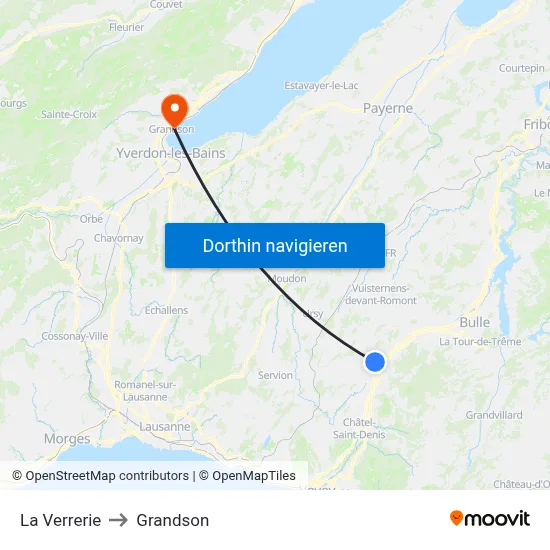 La Verrerie to Grandson map