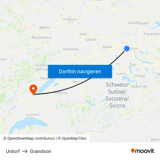 Urdorf to Grandson map