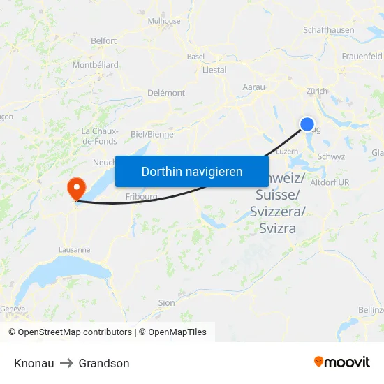 Knonau to Grandson map