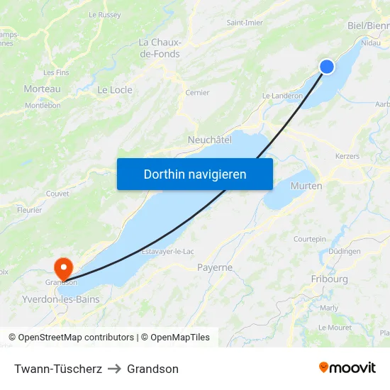Twann-Tüscherz to Grandson map