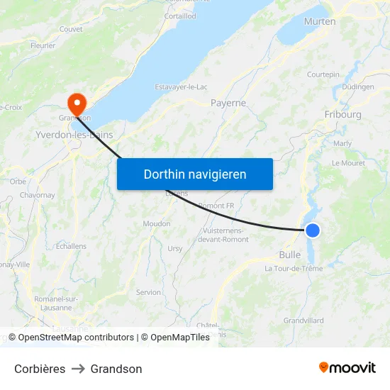 Corbières to Grandson map