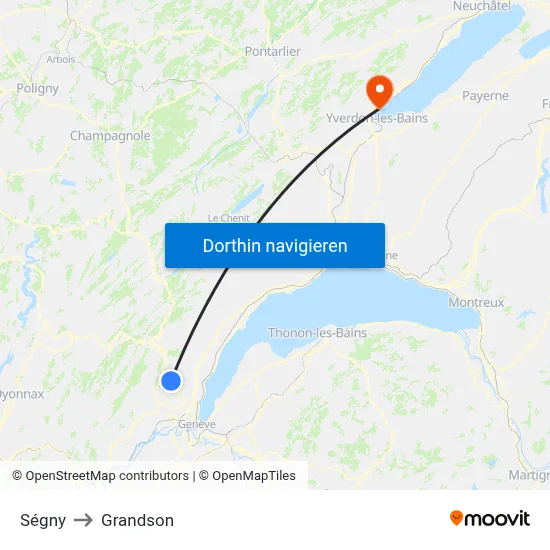 Ségny to Grandson map