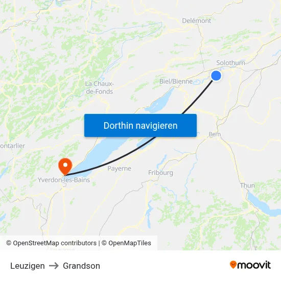 Leuzigen to Grandson map