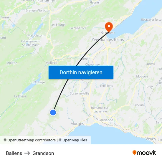 Ballens to Grandson map