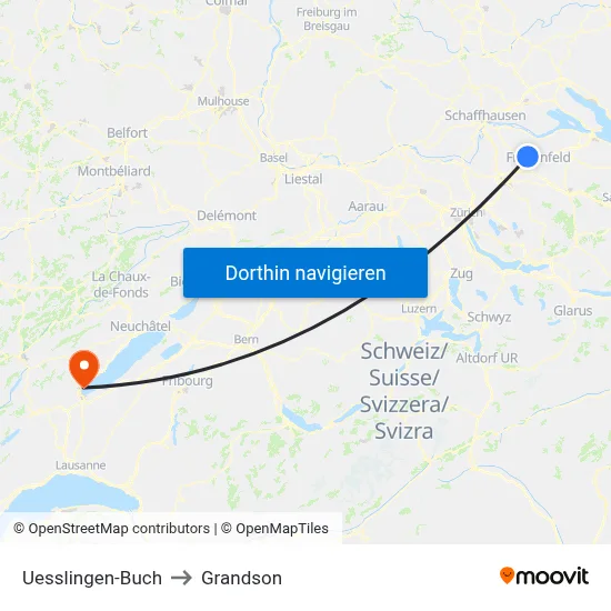Uesslingen-Buch to Grandson map