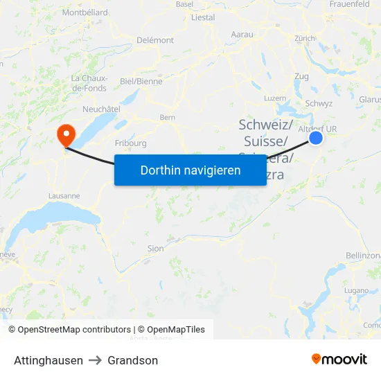 Attinghausen to Grandson map