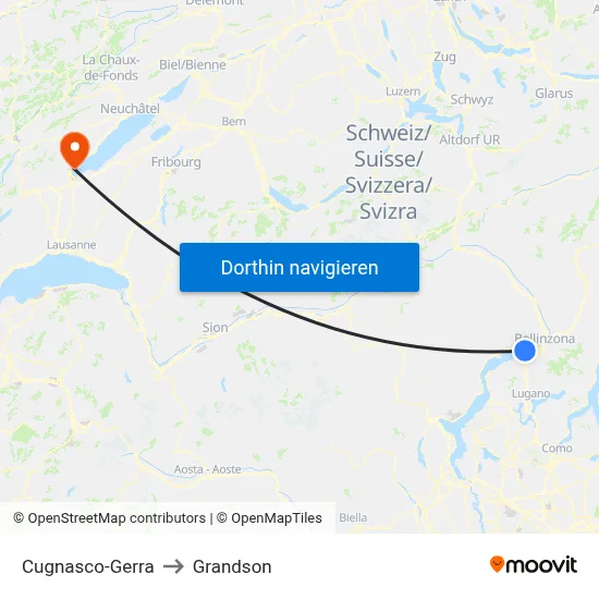 Cugnasco-Gerra to Grandson map
