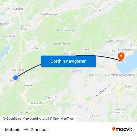 Métabief to Grandson map
