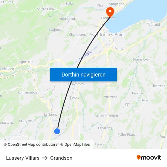 Lussery-Villars to Grandson map