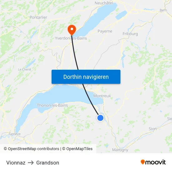 Vionnaz to Grandson map