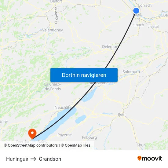 Huningue to Grandson map