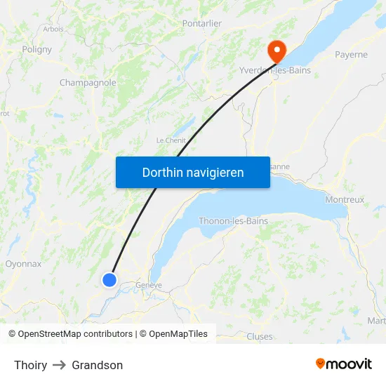 Thoiry to Grandson map