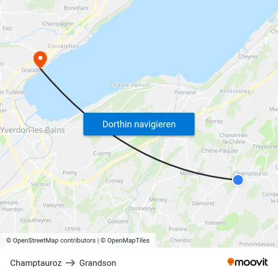 Champtauroz to Grandson map