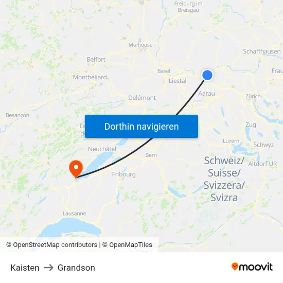 Kaisten to Grandson map