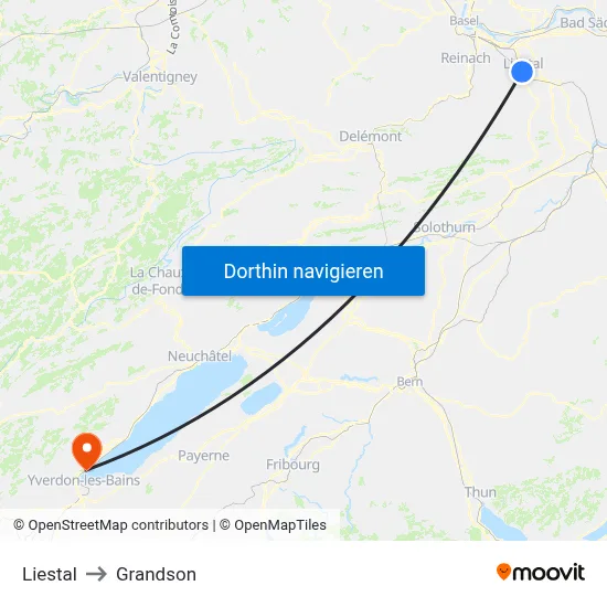 Liestal to Grandson map