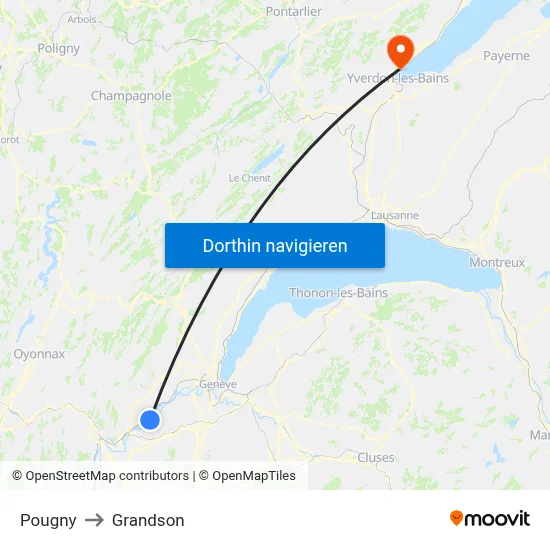 Pougny to Grandson map