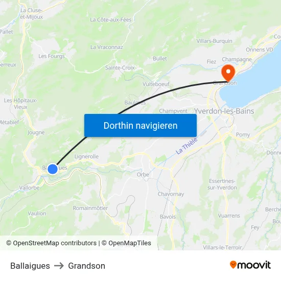 Ballaigues to Grandson map
