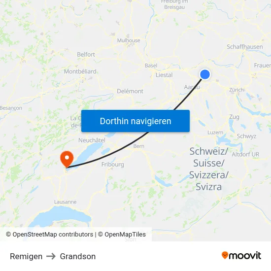 Remigen to Grandson map