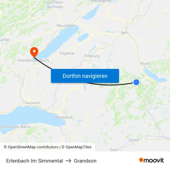 Erlenbach Im Simmental to Grandson map