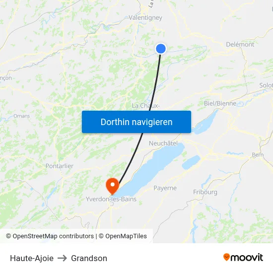 Haute-Ajoie to Grandson map