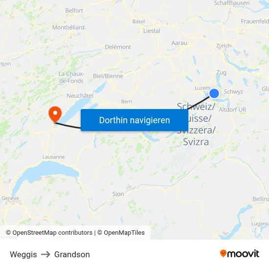 Weggis to Grandson map