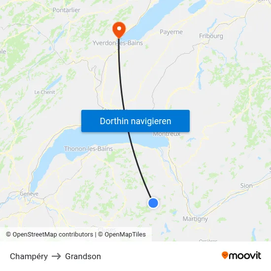 Champéry to Grandson map