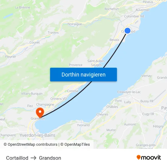 Cortaillod to Grandson map