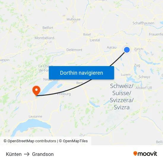Künten to Grandson map