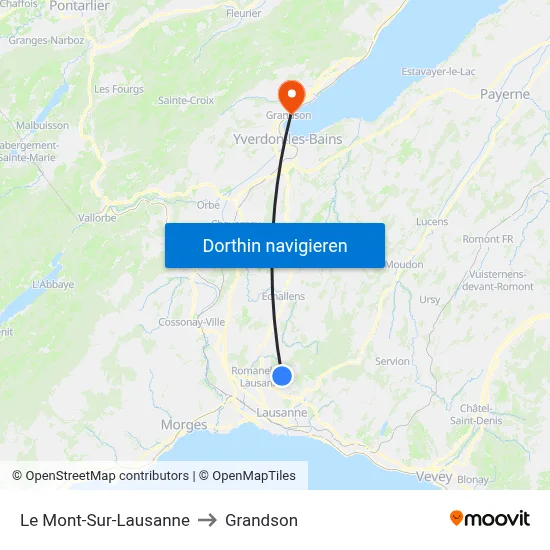 Le Mont-Sur-Lausanne to Grandson map