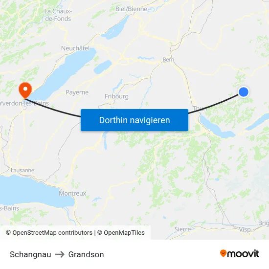 Schangnau to Grandson map