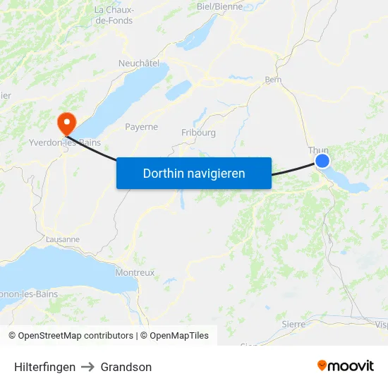 Hilterfingen to Grandson map