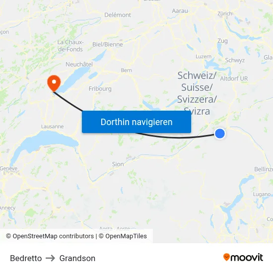 Bedretto to Grandson map