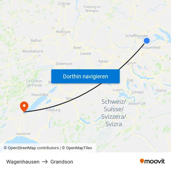 Wagenhausen to Grandson map