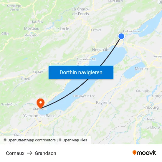 Cornaux to Grandson map
