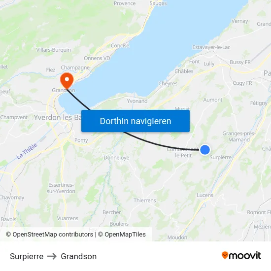 Surpierre to Grandson map