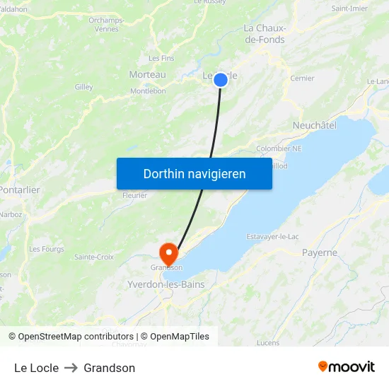 Le Locle to Grandson map