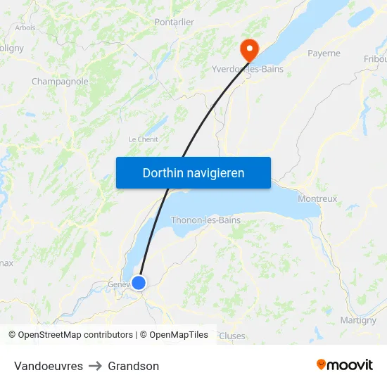 Vandoeuvres to Grandson map