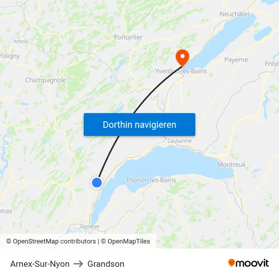 Arnex-Sur-Nyon to Grandson map
