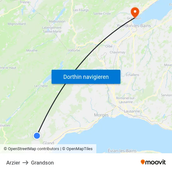 Arzier to Grandson map