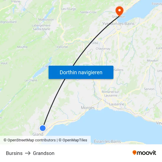 Bursins to Grandson map