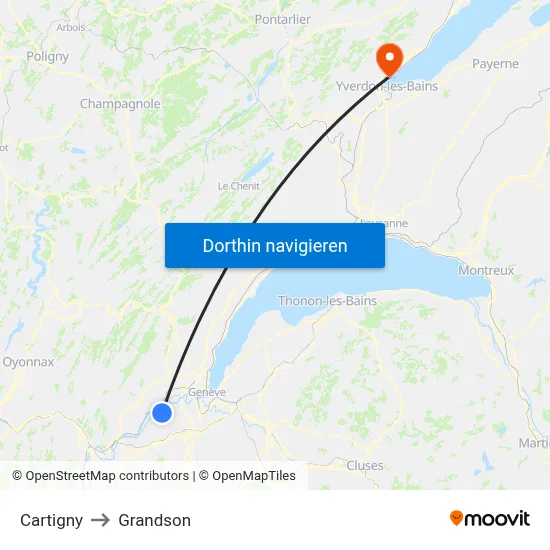 Cartigny to Grandson map