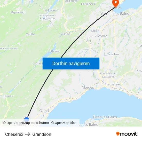 Chéserex to Grandson map