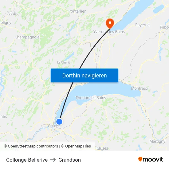 Collonge-Bellerive to Grandson map