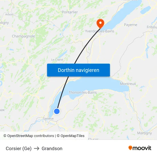 Corsier (Ge) to Grandson map